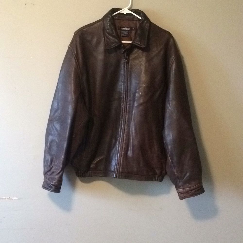 Vintage Nautica Leather Jacket Coat